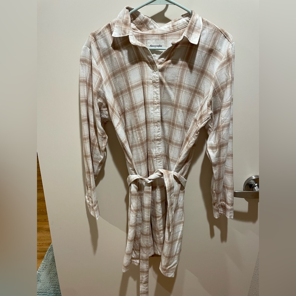 Tan and cream flannel dress